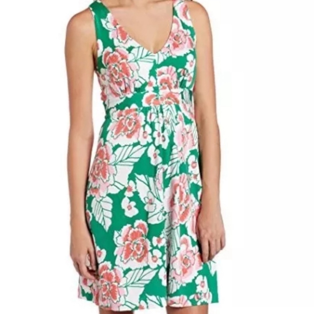Lilly Pulitzer Cotton Silk Knit Short Sleeveless‎ Dress Pink Green Size Medium